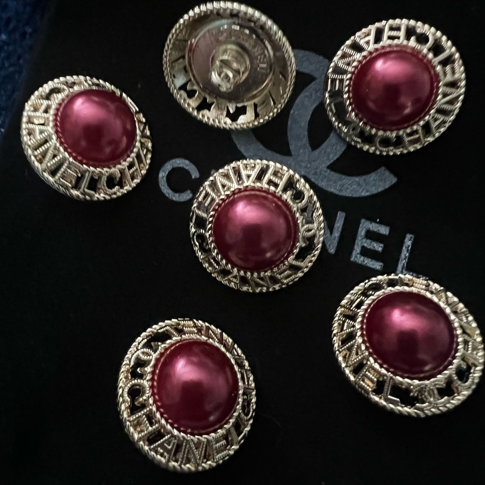 Cc-Paris (Set of 6)20mm/Bordeaux pearl/gold textured/ stamped/Shank back buttons
